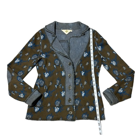 Anthropologie WHR Floral Design Boho Blazer Elbow Patches Hippie Jacket Size S - Picture 6 of 12